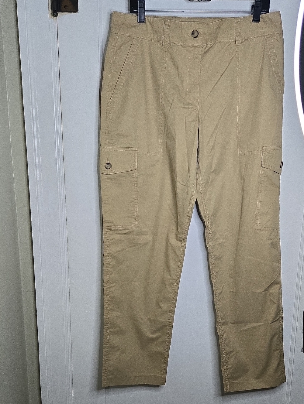 Michael Kors Khaki Cargo Pants Light Weight with Side Pockets Sz 10